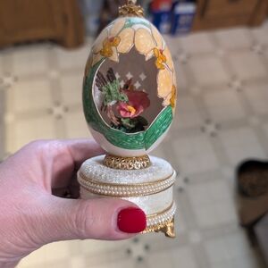 Decorative Egg with Hummingbird and Flowers